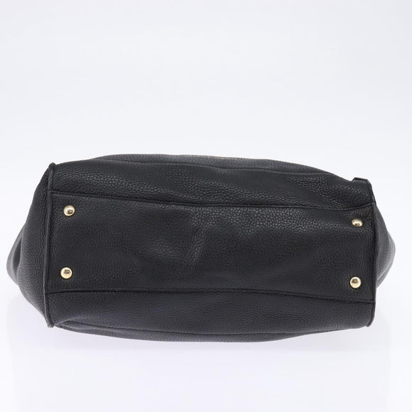 Salvatore Ferragamo Gancini Tote Bag Leather Black Gold Auth 148288