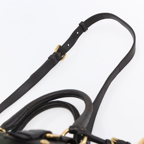 PRADA Hand Bag Nylon 2way Khaki Gold Auth 148290