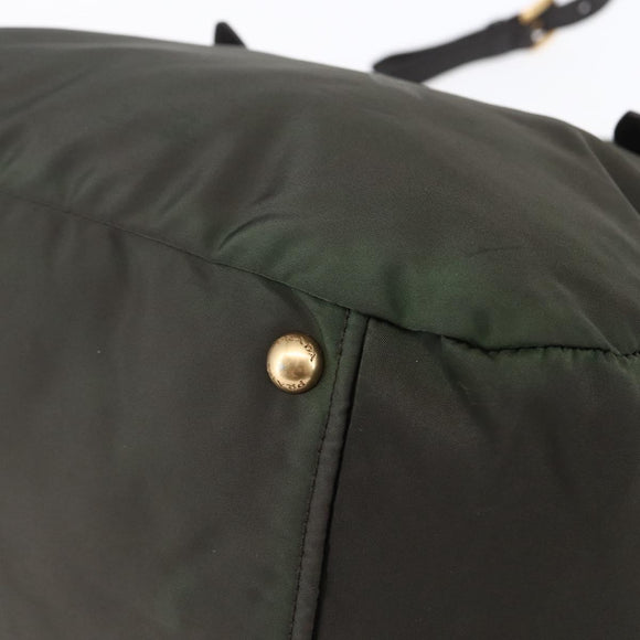 PRADA Hand Bag Nylon 2way Khaki Gold Auth 148290