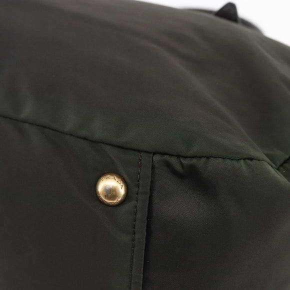 PRADA Hand Bag Nylon 2way Khaki Gold Auth 148290