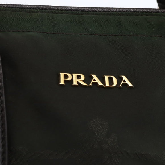 PRADA Hand Bag Nylon 2way Khaki Gold Auth 148290