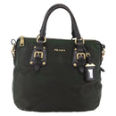 PRADA Hand Bag Nylon 2way Khaki Gold Auth 148290-13