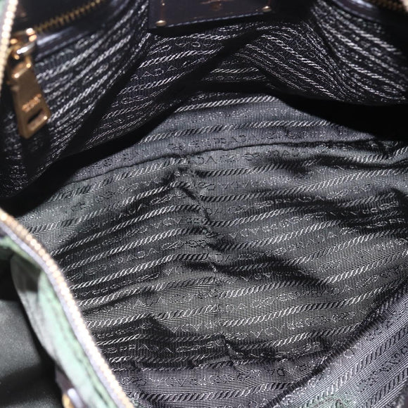 PRADA Hand Bag Nylon 2way Khaki Gold Auth 148290