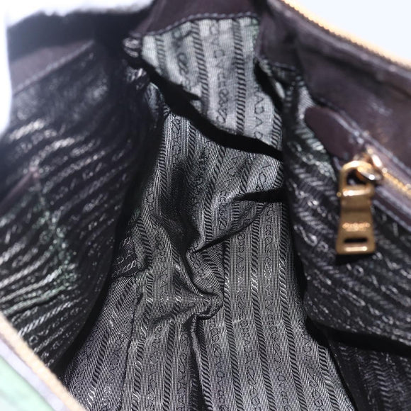 PRADA Hand Bag Nylon 2way Khaki Gold Auth 148290