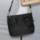 PRADA Hand Bag Nylon 2way Khaki Gold Auth 148290-26