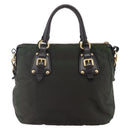 PRADA Hand Bag Nylon 2way Khaki Gold Auth 148290-2