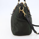 PRADA Hand Bag Nylon 2way Khaki Gold Auth 148290-3