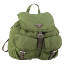 PRADA Backpack Nylon Khaki Silver Auth 148291-1