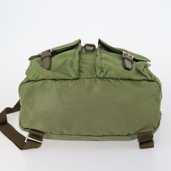 PRADA Backpack Nylon Khaki Silver Auth 148291