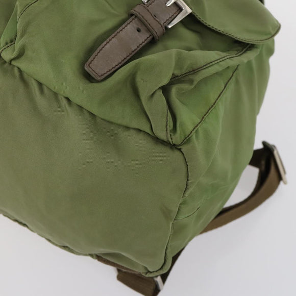PRADA Backpack Nylon Khaki Silver Auth 148291