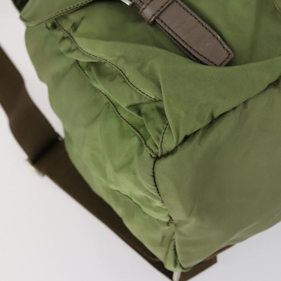 PRADA Backpack Nylon Khaki Silver Auth 148291