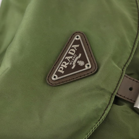 PRADA Backpack Nylon Khaki Silver Auth 148291