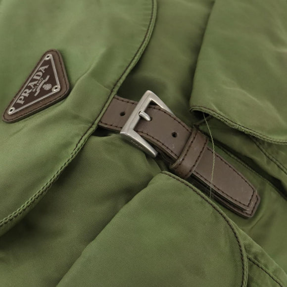 PRADA Backpack Nylon Khaki Silver Auth 148291