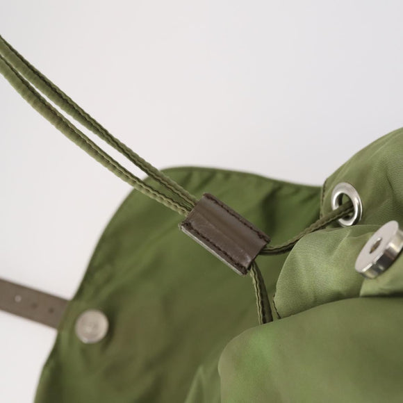 PRADA Backpack Nylon Khaki Silver Auth 148291