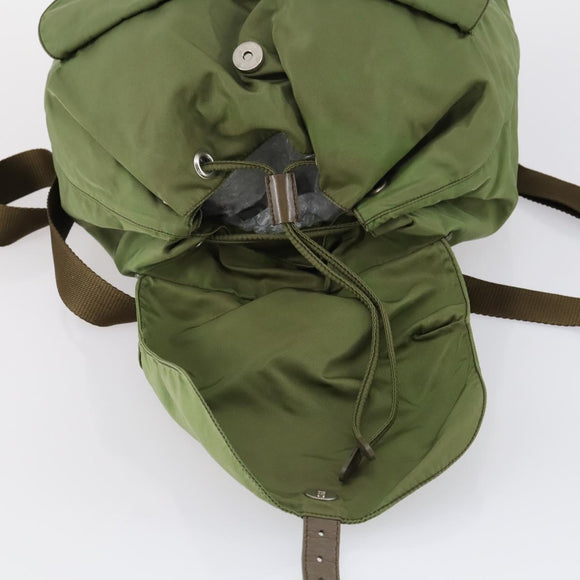PRADA Backpack Nylon Khaki Silver Auth 148291