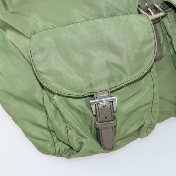 PRADA Backpack Nylon Khaki Silver Auth 148291