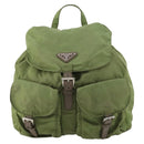 PRADA Backpack Nylon Khaki Silver Auth 148291-13