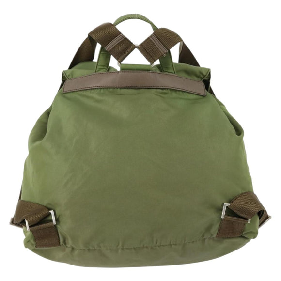 PRADA Backpack Nylon Khaki Silver Auth 148291