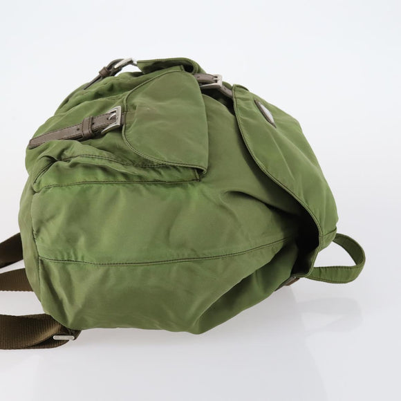 PRADA Backpack Nylon Khaki Silver Auth 148291