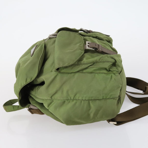 PRADA Backpack Nylon Khaki Silver Auth 148291