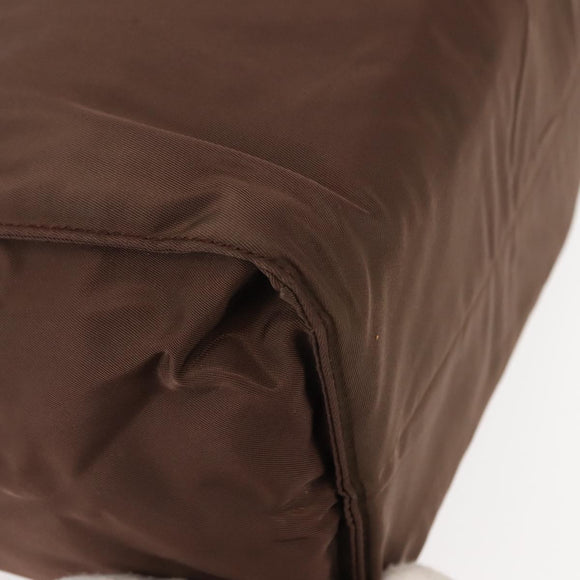 PRADA Hand Bag Nylon Brown Gold Auth 148292