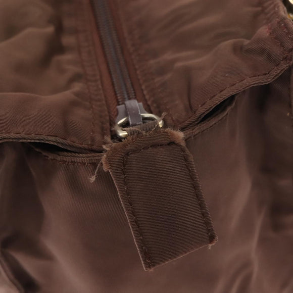 PRADA Hand Bag Nylon Brown Gold Auth 148292