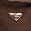 PRADA Hand Bag Nylon Brown Gold Auth 148292-17