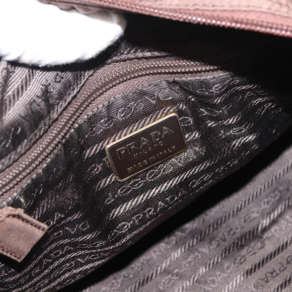 PRADA Hand Bag Nylon Brown Gold Auth 148292