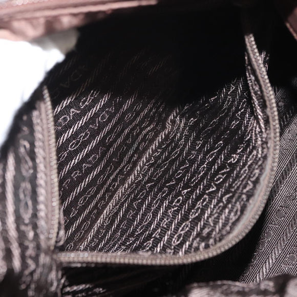 PRADA Hand Bag Nylon Brown Gold Auth 148292