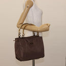 PRADA Hand Bag Nylon Brown Gold Auth 148292-22