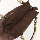 PRADA Hand Bag Nylon Brown Gold Auth 148292-6