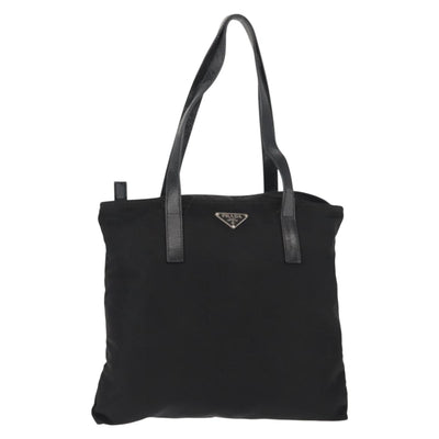 PRADA Tote Bag Nylon Black Silver Auth 148293