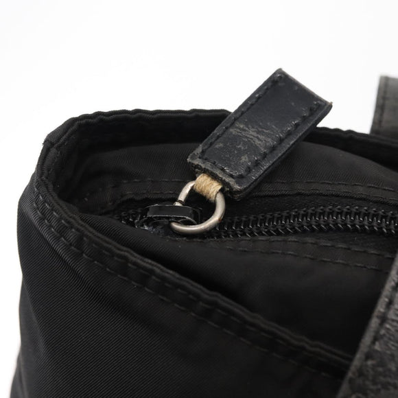 PRADA Tote Bag Nylon Black Silver Auth 148293