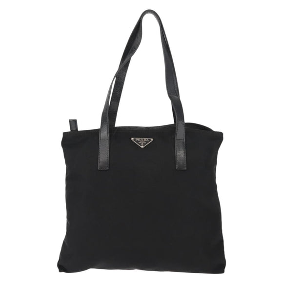 PRADA Tote Bag Nylon Black Silver Auth 148293