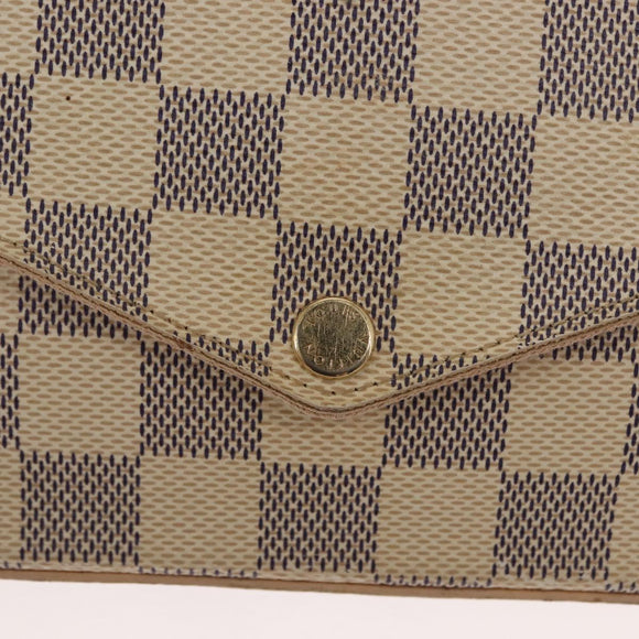 LOUIS VUITTON Damier Azur Pochette Felicie Chain Wallet N63106 LV Auth 148308