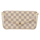 LOUIS VUITTON Damier Azur Pochette Felicie Chain Wallet N63106 LV Auth 148308-13