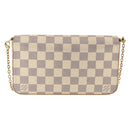 LOUIS VUITTON Damier Azur Pochette Felicie Chain Wallet N63106 LV Auth 148308-2