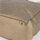 CHANEL Paris Biarritz PM Tote Bag Coated Canvas Gold CC Auth 148314-14