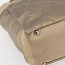 CHANEL Paris Biarritz PM Tote Bag Coated Canvas Gold CC Auth 148314-15