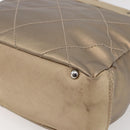 CHANEL Paris Biarritz PM Tote Bag Coated Canvas Gold CC Auth 148314-16