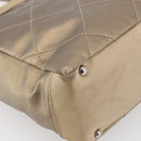 CHANEL Paris Biarritz PM Tote Bag Coated Canvas Gold CC Auth 148314-9
