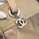 CHANEL Paris Biarritz PM Tote Bag Coated Canvas Gold CC Auth 148314-17