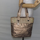 CHANEL Paris Biarritz PM Tote Bag Coated Canvas Gold CC Auth 148314-22