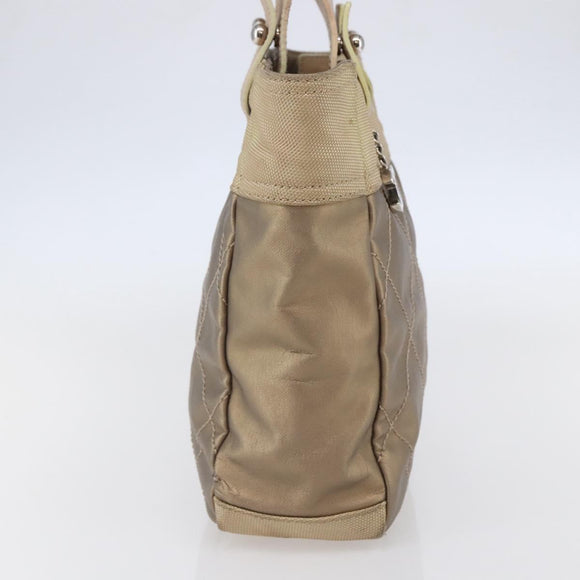 CHANEL Paris Biarritz PM Tote Bag Coated Canvas Gold CC Auth 148314