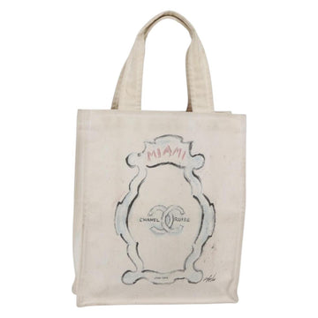 CHANEL Cruise line Miami Tote Bag Canvas Beige CC Auth 148315