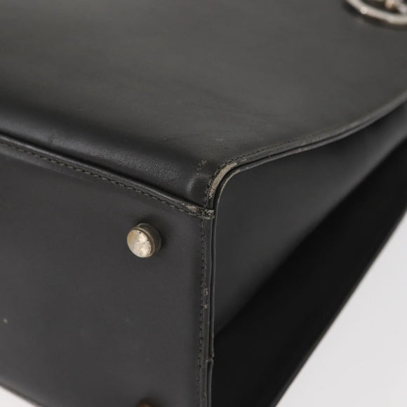 Salvatore Ferragamo Gancini Tote Bag Leather Gray Silver Auth 148318