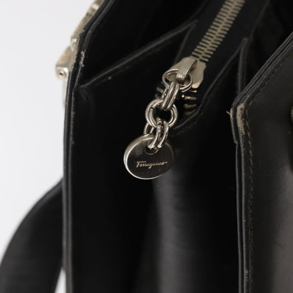 Salvatore Ferragamo Gancini Tote Bag Leather Gray Silver Auth 148318