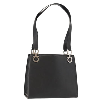 Salvatore Ferragamo Gancini Tote Bag Leather Gray Silver Auth 148318