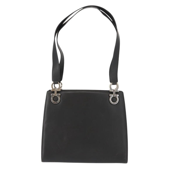 Salvatore Ferragamo Gancini Tote Bag Leather Gray Silver Auth 148318