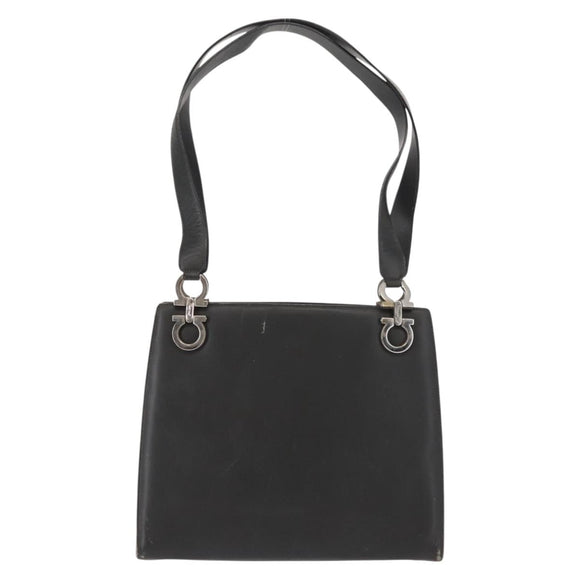 Salvatore Ferragamo Gancini Tote Bag Leather Gray Silver Auth 148318